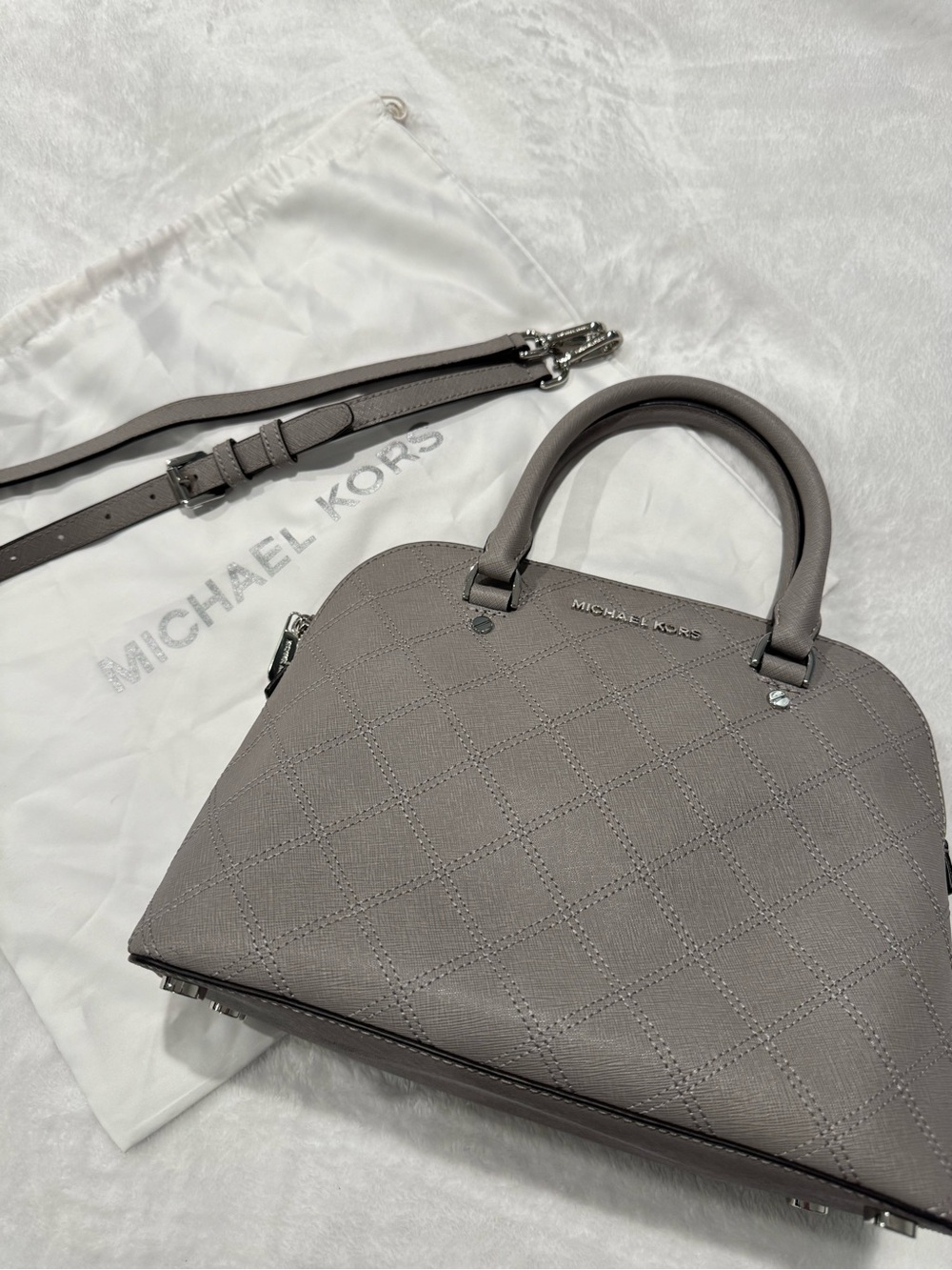 Michael Kors Dome Purse in Pearl Gray NWOT